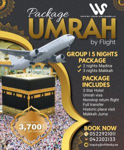 umrah package by flight 5 nights dubai to saudi